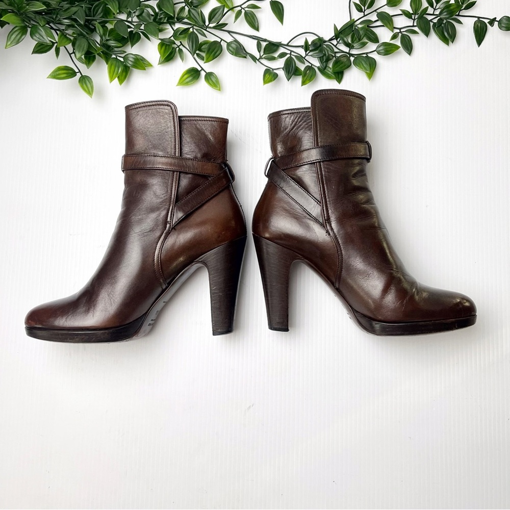 MIU MIU brown leather ankle heeled boots 7.5 - Picture 3 of 9